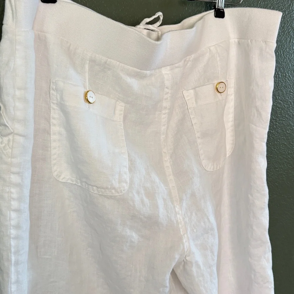 JM Collection women's white linen Chinos